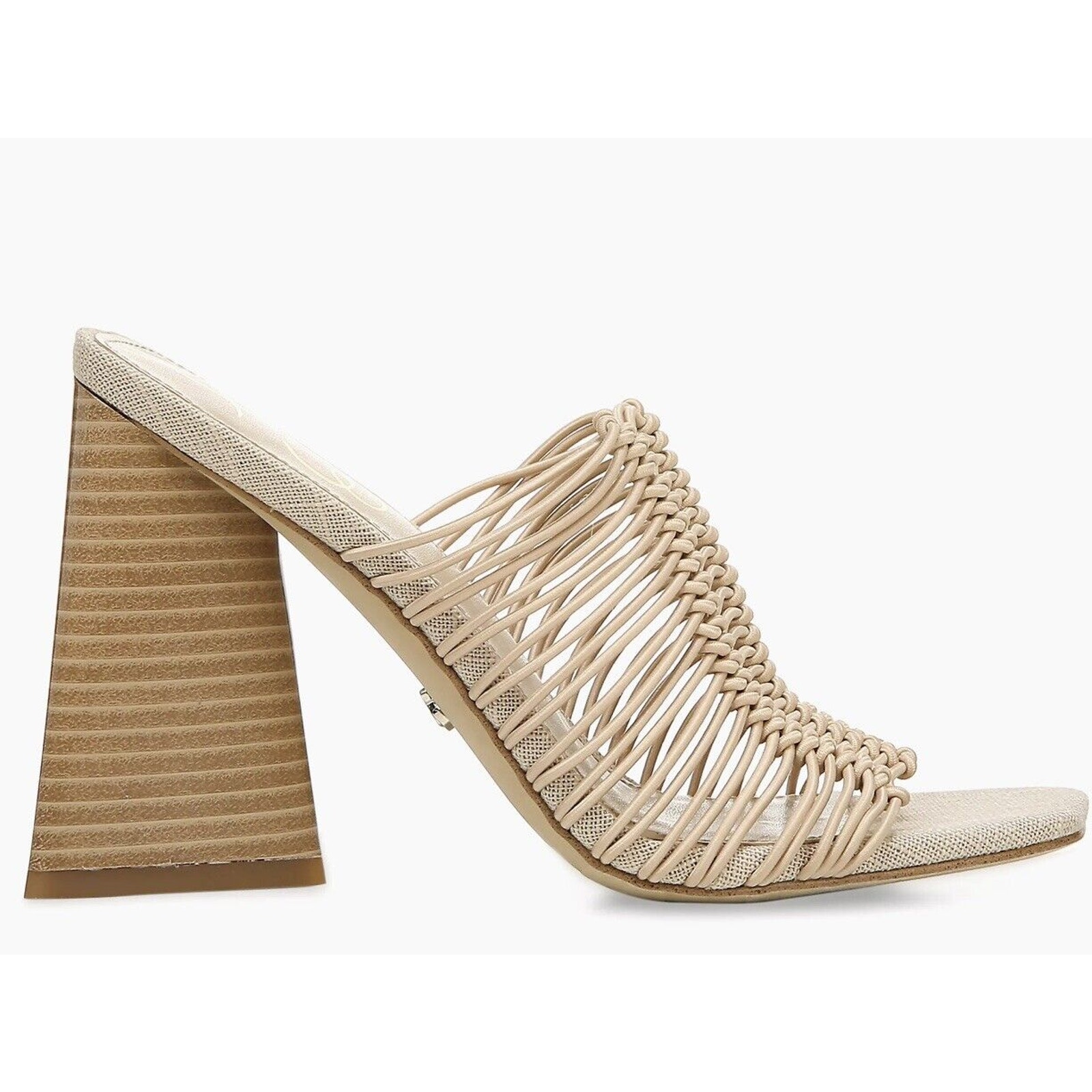 Nwot Sam Edelman Womens Laurette Block Heel Sandals 6 Knotted Tubular Straps Tan